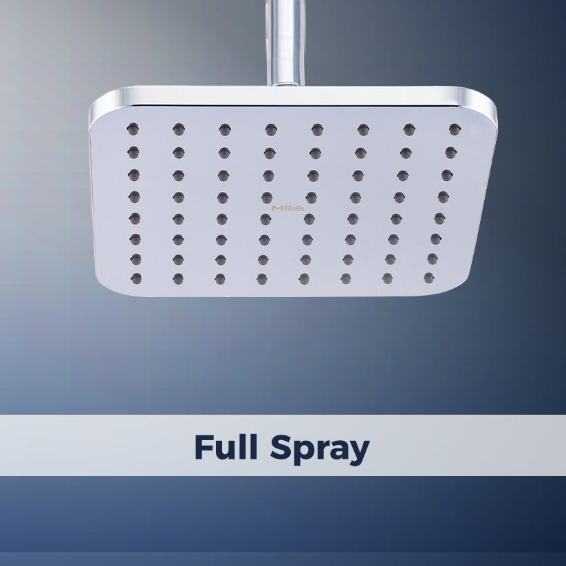 Mila Serene Rain Shower, ABS Shower Head Surface, Single Function, Chrome Rain Shower Head, 205x205 mm, Full Spray with Flow Control, MSXX0308CM